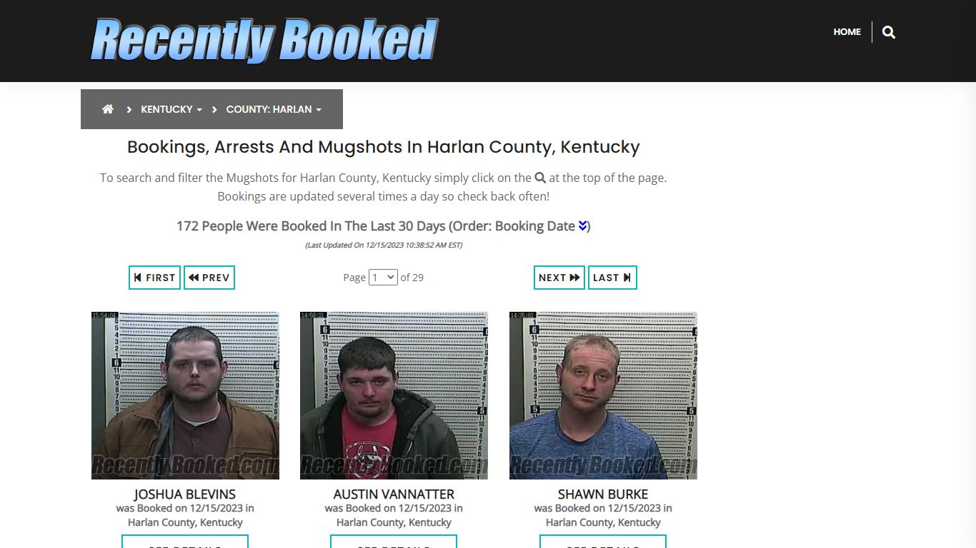 Recent bookings, Arrests, Mugshots in Harlan County, Kentucky